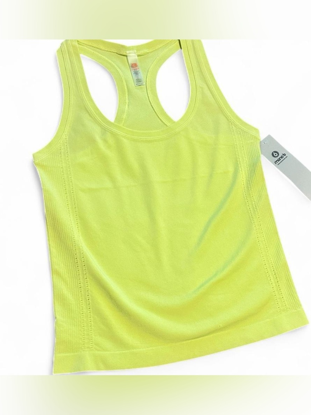 NWT Mono B Medium Seamless Lime Green Razorback Tank with Breathable Sides.